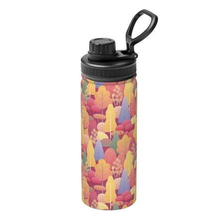 

Goofa Colorful Autumn Forest Trees Print 18oz Sports Insulated Kettle With Straw Water Bottle Sports Water Bottle For Running Hiking Cycling Climbing Mans Womans