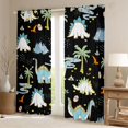 thumbnail image 2 of Feelyou Cute Volcano Dinosaur Black Out Curtains for Boys Girls, Tropical Palm Wildlife Curtains Pack of 2 (42x63 Each), Black Blue, 2 of 6