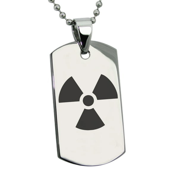 Stainless Steel Radioactive Engraved Dog Tag Pendant Necklace