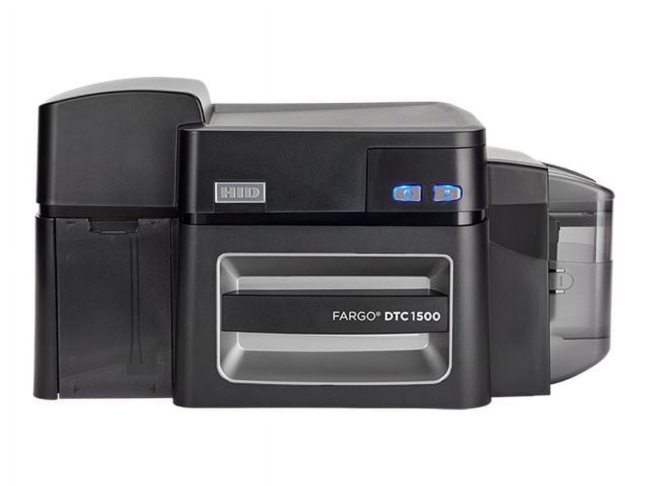Fargo DTC 1500 - Plastic card printer - color - Duplex - dye sublimation/thermal resin - - 300 dpi - up to 600 cards/hour (mono) / up to 225 cards/hour (color) - capacity: 100 cards - USB 2.0, LAN