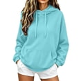 thumbnail image 2 of lcziwo Women Long Sleeve Sweatshirt Athletic Sweatshirts with Pockets Solid Color Oversized Drawstring Hoodies Winter 2026 Sky Blue,XL, 2 of 8