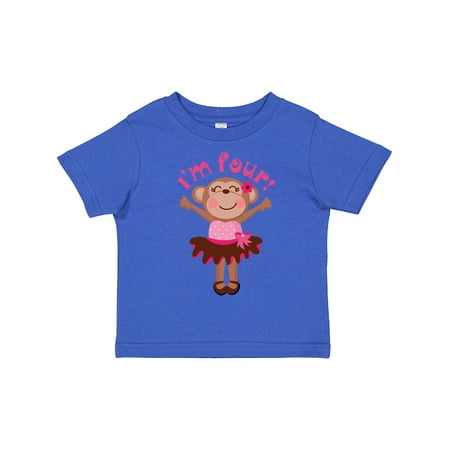 

Inktastic Monkey 4th Birthday 4 Year Old Girl Gift Toddler Toddler Girl T-Shirt
