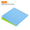 thumbnail image 3 of Uxcell 4pcs Silicone Trivets Mats Set For Hot Dishes, Silicone Pot Holders Heat Resistant Coasters-Sky Blue+Green, 3 of 5