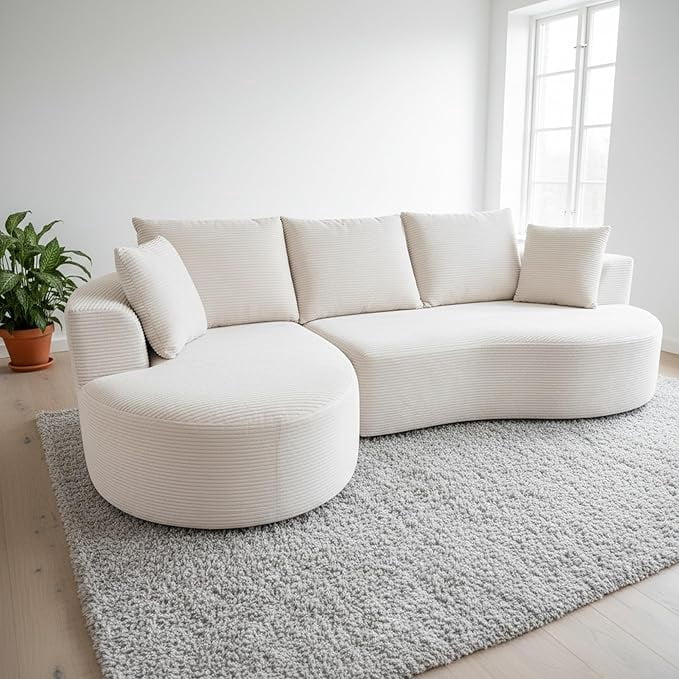 Curved Modular Sectional Couch 2 Piece Set with Pillows, Minimalist Ergonomic Living Room Furniture
