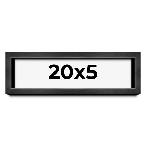 20x5 Shadow Box Frame Grey Charcoal Black | 0.875 Inches Deep | Wood Shadowbox Display Frame | UV