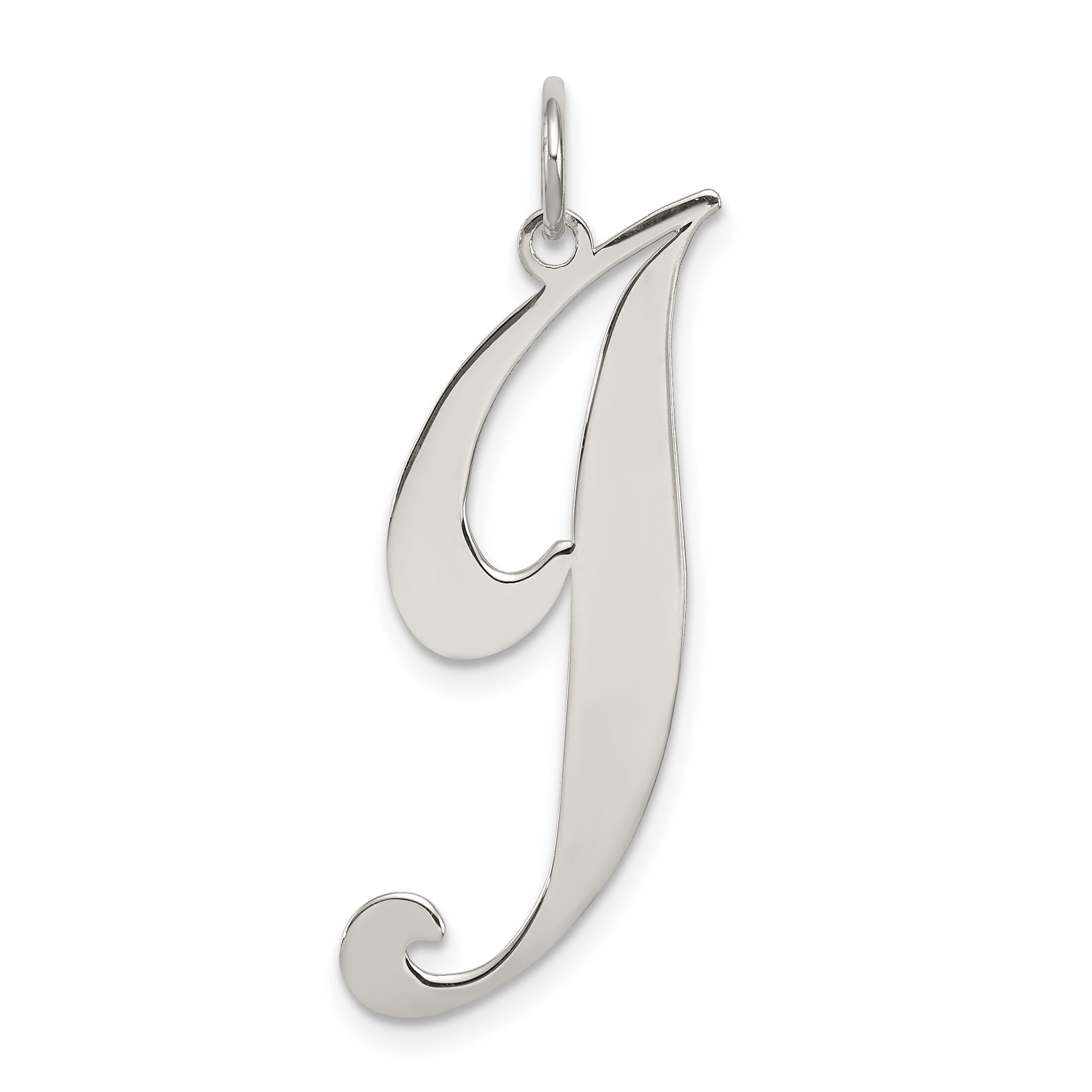 925 Sterling Silver Large Script Initial Monogram Name Letter J Pendant Charm