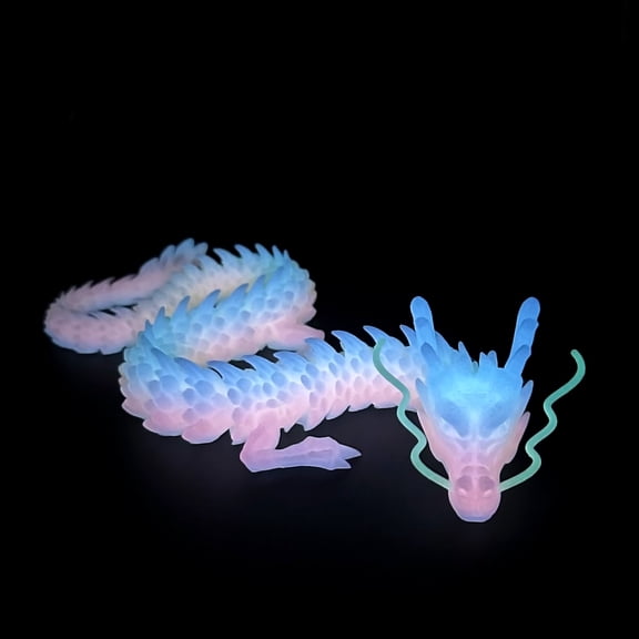 Glowing at Night 3D Printed dragon,Flexible Joint Animal lacertid Figurines,Realistic Eyes, Home Office Decor,Fidget Toy for Adults Teens Boy Festival Gifts
