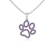 Natural Amethyst Dog/Cat Paw Shape Pendant Necklaces for Women in Sterling Silver,February Birthstone Jewelry Gifts for Her Birthday,Wedding Anniversary,Mothers Day,Christmas,Graduation,Valentines
