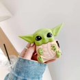 thumbnail image 1 of Funda de silicona para Airpods compatible con Airpods 1 y 2, divertidos dibujos animados 3D [Yoda Alien] (amarillo), 1 of 5