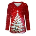thumbnail image 5 of Craaazy Christmas Shirts for Women V Neck Long Sleeve Sweatshirt Christmas Print Pullover Tops Gifts, 5 of 5
