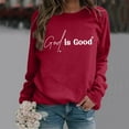 thumbnail image 2 of UJNDER Women's Crewneck Sweatshirt Print Pullover Long Sleeve Casual Wine L, 2 of 5