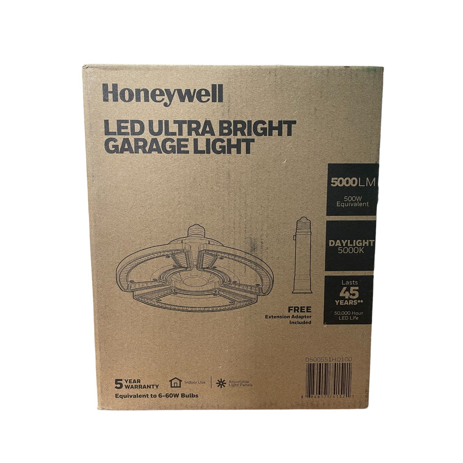 Honeywell LED Ultra Bright 5000LM Garage Light +Free Extension Adapter