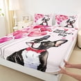 thumbnail image 3 of Homewish Kawaii Dalmatian Dog Queen Sheet Sets, Love Heart Balloon Flat Sheet, Romantic Valentine's Day Queen Fitted Sheet, Microfiber Bedroom Decor, 4pcs, 3 of 7