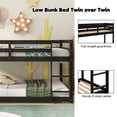 thumbnail image 5 of PORKISS Bunk Beds for Kids, Twin over Twin Floor Bunk Bed with Safety Rail and Ladder, Solid Wood Low Bunk Bed Frame for Boys Girls, No Box Spring Needed, Espresso, 5 of 10