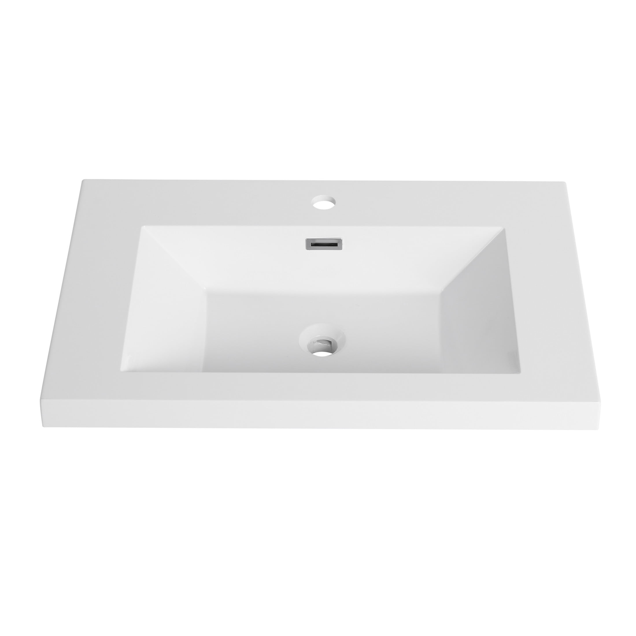 Noble House 30" Resin Bathroom Vanity Top Sink, Modern Integrated Basin, Easy-Clean, Scratch-Resistant, Glossy White