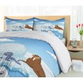 thumbnail image 5 of Ambesonne Animal Duvet Cover Sets, Polar Bears Seal Penguins, 2-King, Sky Blue and White, 5 of 7