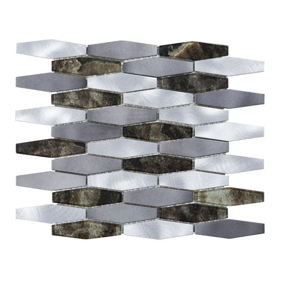 Modket Stone Glass Gray Metallic Aluminum Hexagon Modern Mosaic Tile Backsplash Kitchen