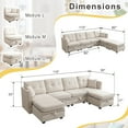 thumbnail image 2 of JONPONY 110" Modular Couch,Freely Combinable Modular Sofa with Storage Seat,6 Seat Reversible Sofa Bed for Living Room,Beige, 2 of 8