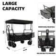 thumbnail image 5 of Tcbosik Collapsible Wagon with Canopy and 7" All-Terrain Wheels, Portable & Foldable Utility Cart with Mosquito Net, Wagon Cart with Rear Bag and Cup Holders for Camping, Shopping, Black, 5 of 10