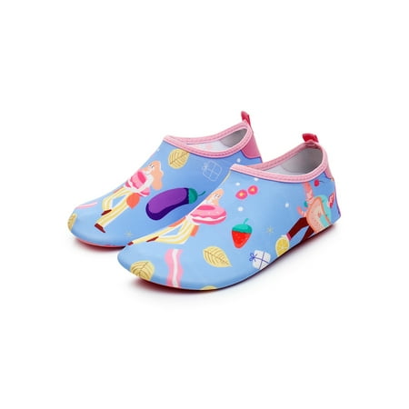 

Tenmix Girls Boys Swim Beach Shoe Barefoot Water Shoes Slip On Aqua Socks Quick Dry Flats Exercise Anti-Slip Breathable Sneakers Blue Donut 4.5-5