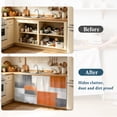 thumbnail image 4 of Abstract Orange Grey Cabinet Curtain 35"Wx35"L, Dustproof Under Sink Skirt with Self Adhesive Tape, Modern Watercolor Geometric Cabinet Curtain Cover for Kitchen Sink, Bathroom Vanity, Laundry Room, 4 of 9