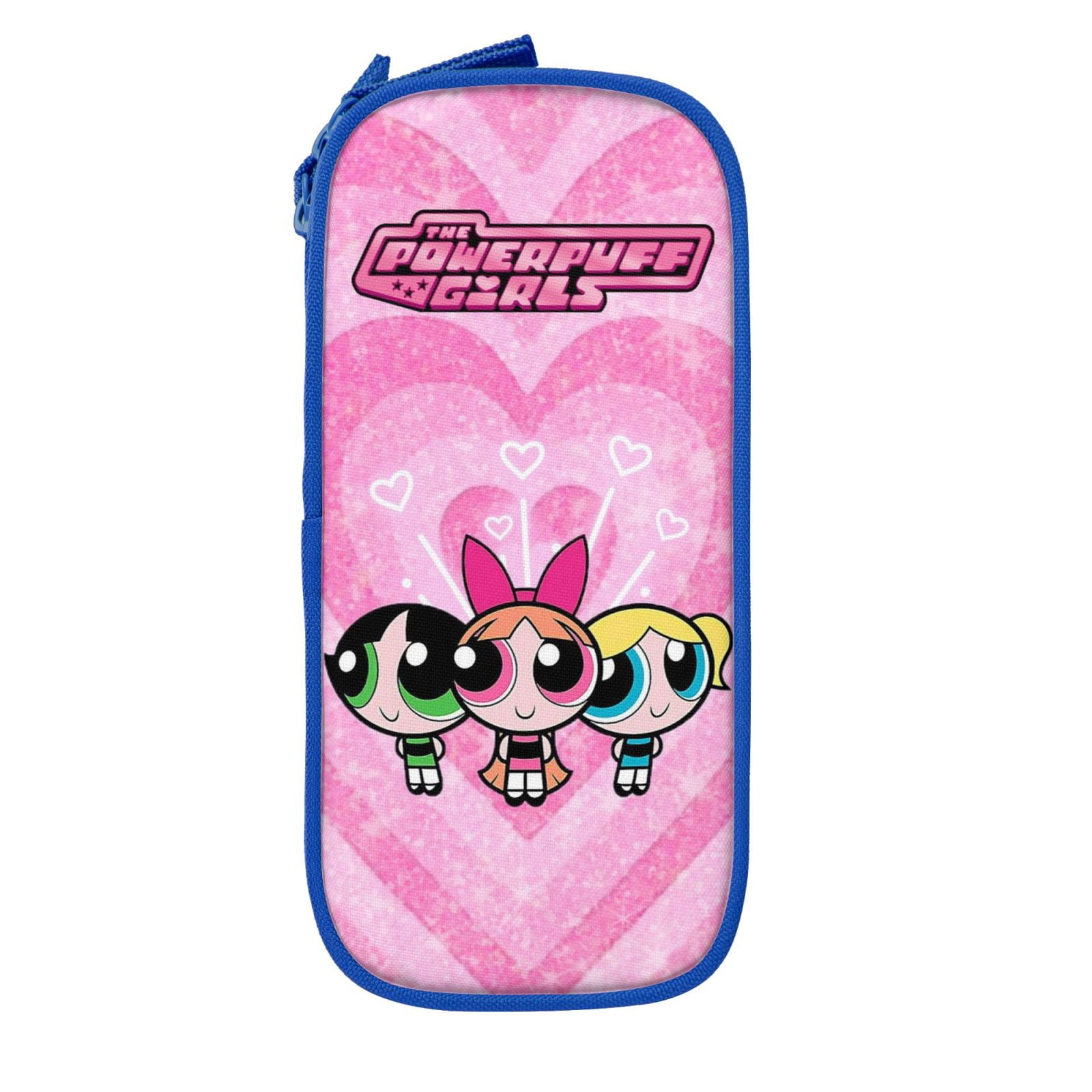 The Powerpuff Gi-rls Pencil Case Large Capacity Pencil Pouch Penbag Office Stationery Organizer Travel Makeup Bag Blue