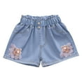 thumbnail image 4 of Akiihool Little Girls Jean Shorts Girl's Hem Denim Shorts High Waisted Straight Leg Summer Jeans Shorts (Pink,9-10 Years), 4 of 9