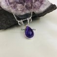thumbnail image 2 of Real 925 Sterling Silver Necklace For Women, Genuine Pear Amethyst Cabochon Purple Gemstone Unique Handcrafted February Birthstone Gift, 2 of 4