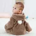thumbnail image 5 of SYNPOS Baby Boy Girl Bear Ear Hooded Footed Jumpsuit Warm Fleece Romper, 9 Months, 5 of 12