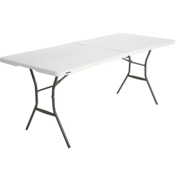 Lifetime Essential 6 Ft. x 30 In. White Granite Fold-In-Half Table 80333