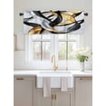 thumbnail image 2 of Valances for Windows Black Gold Abstract Rod Pocket Cafe Window Treatments Valance Curtains for Kitchen Bathroom Laundry Basement Windows 54"x18", 2 of 9