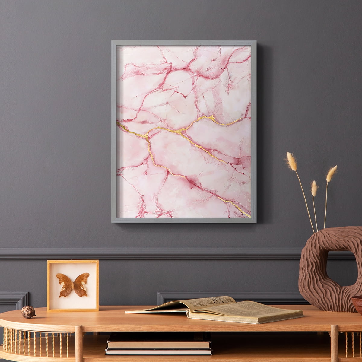 Rose Marble II in Gray Solid Wood 8 x 10 Framed Print