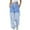 Light Blue, variant on Wyobmus Women Streetwear Sweatpants Vertical Striped Printed Drawstring High Waisted Athletic Joggers Fashion Lounge Trousers Blue