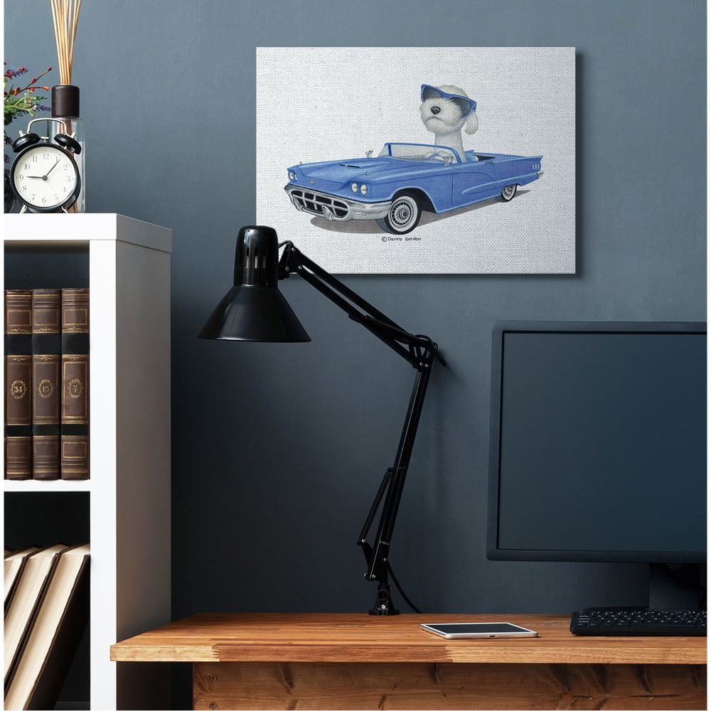 Stupell Industries Dog with Sunglasses in Blue Convertible Family Pet Designed by Danny Gordan