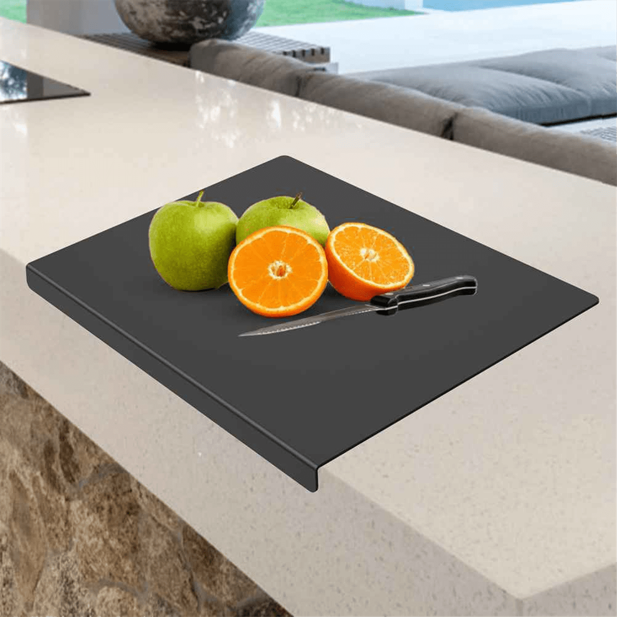 Black Acrylic Cutting Board with Lip, Size 17.7X13.7 Inch, No-Scratches, Kitchen, for Kitchen