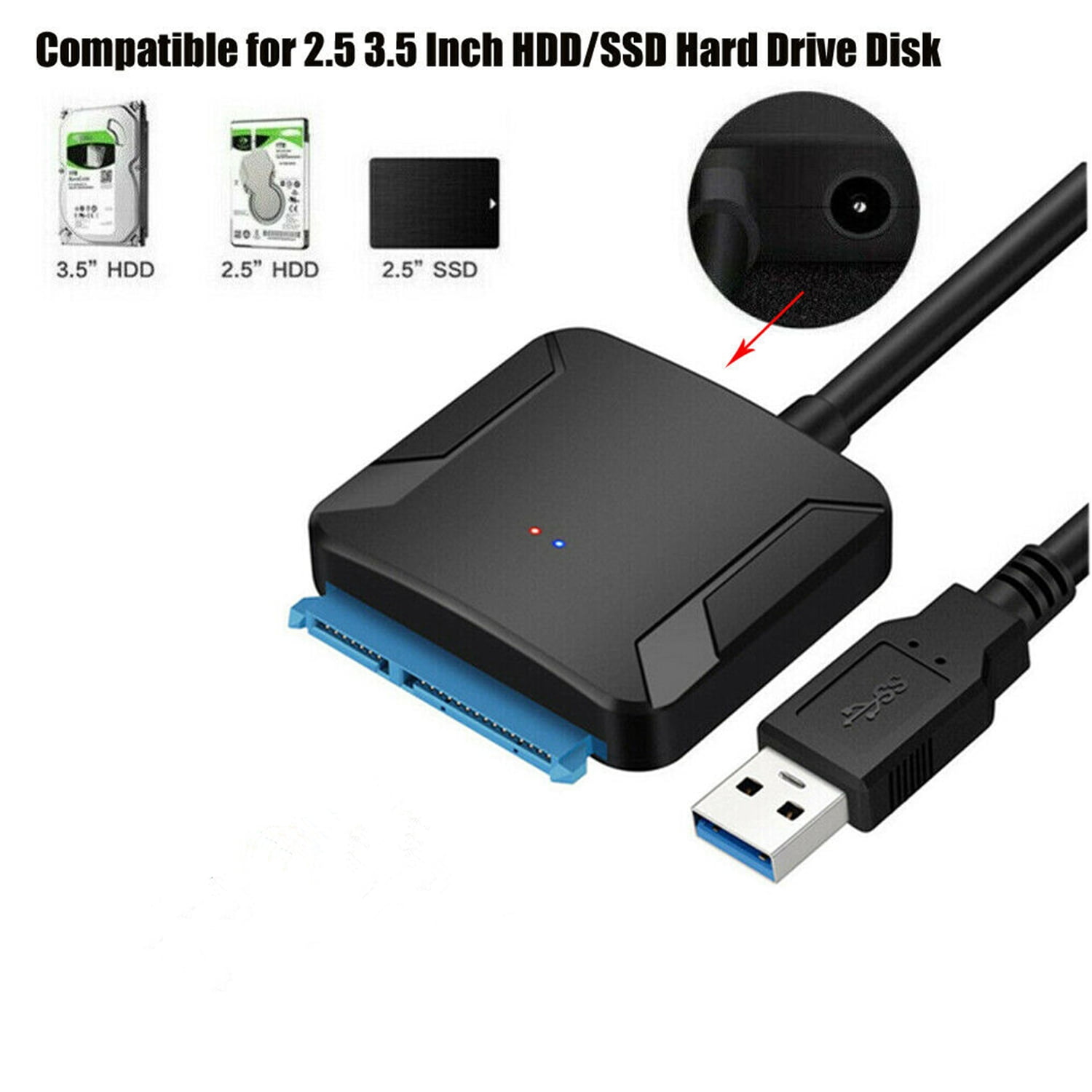 Gå en tur Korn Udstyr SATA to USB Cable, USB 3.0 to SATA III Hard Driver Adapter w/UASP  Compatible for 2.5 inch HDD and SSD - Walmart.com