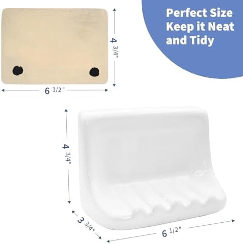 White Vintage Mounted Ceramic Soap Dish: Retro Ceramic Soap Holder, Porcelain Wall Dish, for Home Bathtub Bathroom Sink – Home Decor