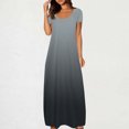 thumbnail image 2 of Meichang Robes d'Été pour Femmes 2025 Robe Maxi Grande Taille Imprimé Dégradé Robe Décontractée Manches Courtes Col Rond Robes T-Shirt Travail Coupe Ample Longue Robe, 2 of 6