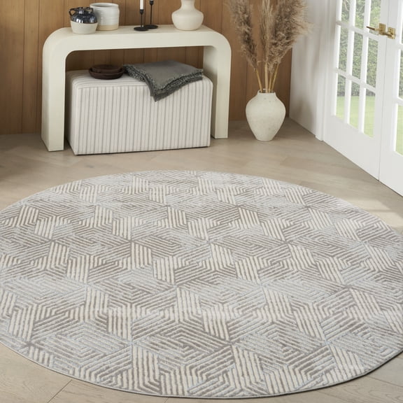 Nourison Grafix 8' x Round Grey Modern Indoor Area Rug