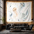 thumbnail image 6 of Three Jellyfish Floating on a White Background with Seaweed, Calming Watercolor for Ocean Lovers, Delicate Nautical Wall Art, Housewarming Gift, Tapestry Wall Hanging for Living Room and Bedroom, 6 of 7