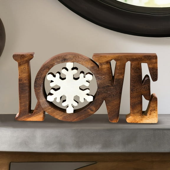 Decozen Home Decor Handmade Wooden Sculpture in LOVE Sign Letters Acacia Wood