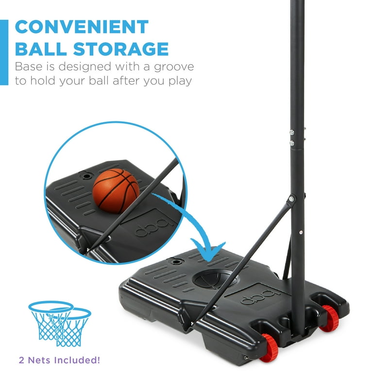 Kids Height-Adjustable Basketball Hoop, Portable Backboard System