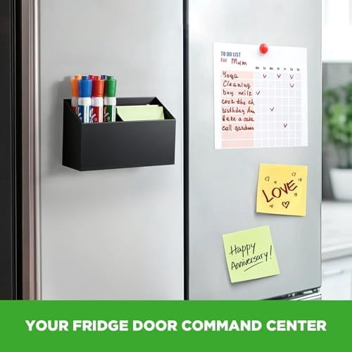 Magnetic Dry Erase Marker Holder for Whiteboard, Acrylic Magnet Pen Holder for Refrigerator Fridge, Marker Holder for Classroom Teacher, Pencil Cup,Office Accessories, Locker Organizer(Black)