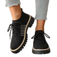 thumbnail image 5 of Womens Shoes,Lace Up Casual Sneakers Breathable Platform Shoes Fashion Athletic Flat Walking Footwear Lightweight Comfortable Everyday Wear,Shoes for Women,Black,6.5, 5 of 8