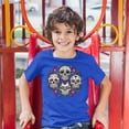 thumbnail image 3 of Tee Hunt Day of The Dead Floral Sugar Skulls Youth T-Shirt Dia de Los Muertos Kids, Blue, X-Large, 3 of 5