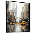 thumbnail image 2 of Designart "Grey Yellow Minimalism flow Of City II" Cityscapes Floater Framed Canvas Print, 2 of 7