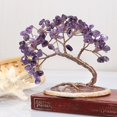 thumbnail image 1 of Árbol de dinero de cristal coloreado hecho a mano para la buena suerte, salud y riqueza, figura de bonsái en losa de ágata natural, 1 of 3