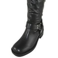 thumbnail image 5 of Berness Women Knee High Boots Buckle Strap Riding Side Zippers Short Block Heel SPENCER Black PU 5.5, 5 of 6