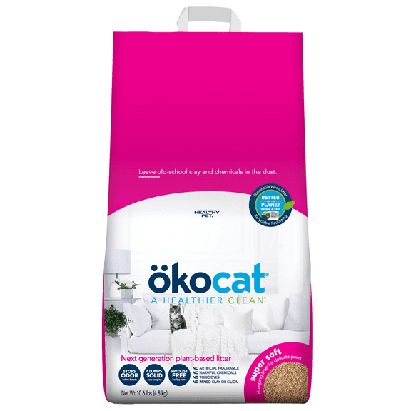 okocat Super Soft Clumping Natural Wood Cat Litter, Delicate Paws, Unscented, 10.6 lbs