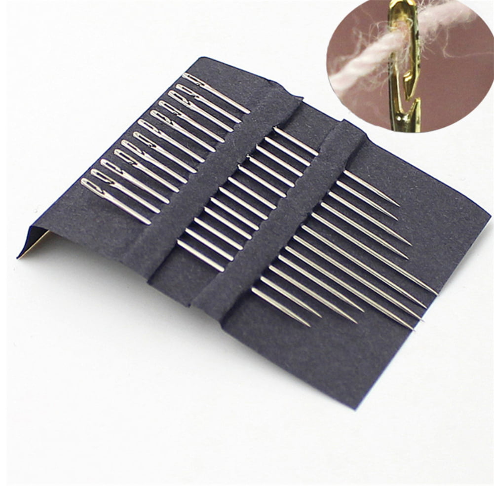 12pcs/1 Pack Self-Threading Needles Side Opening Embroidery Hand Sewing Needle 